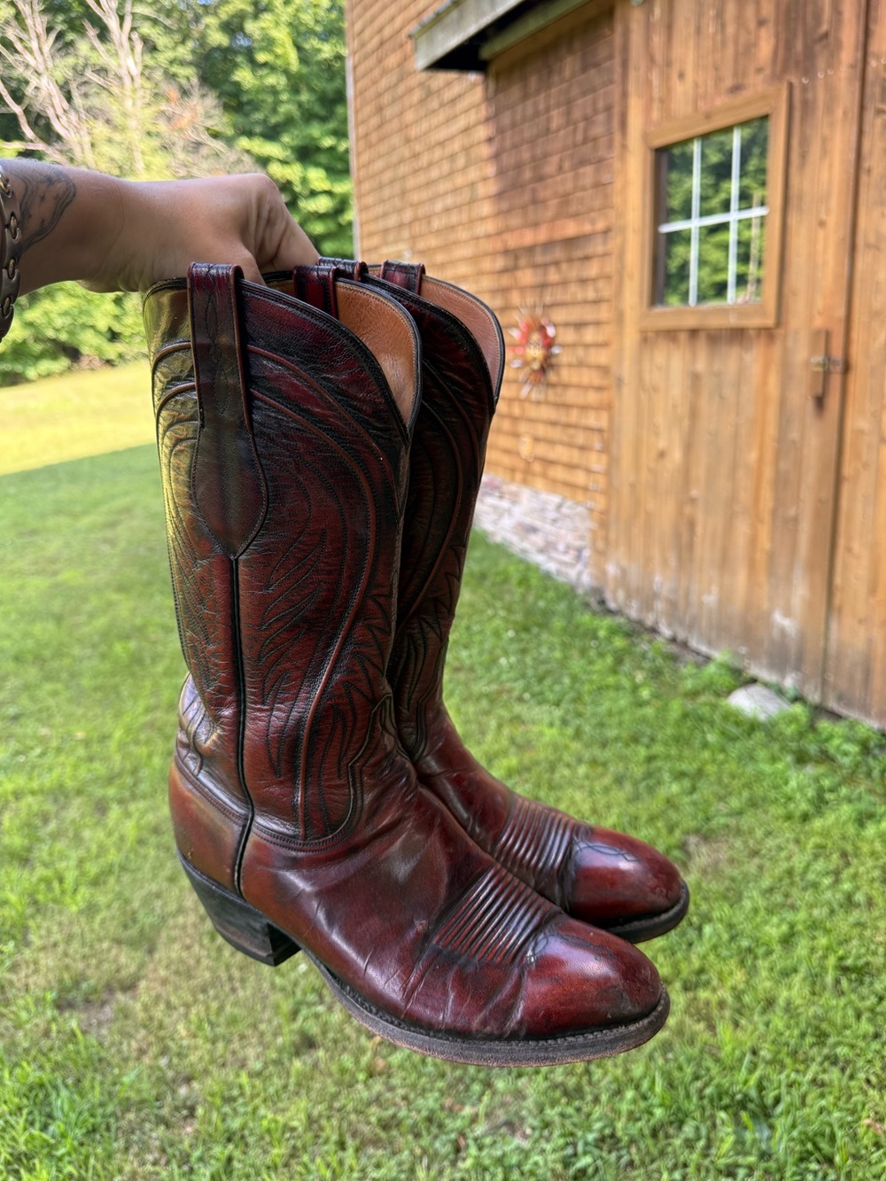 VTG Lucchese “San Antonio” Black Cherry Western Boot